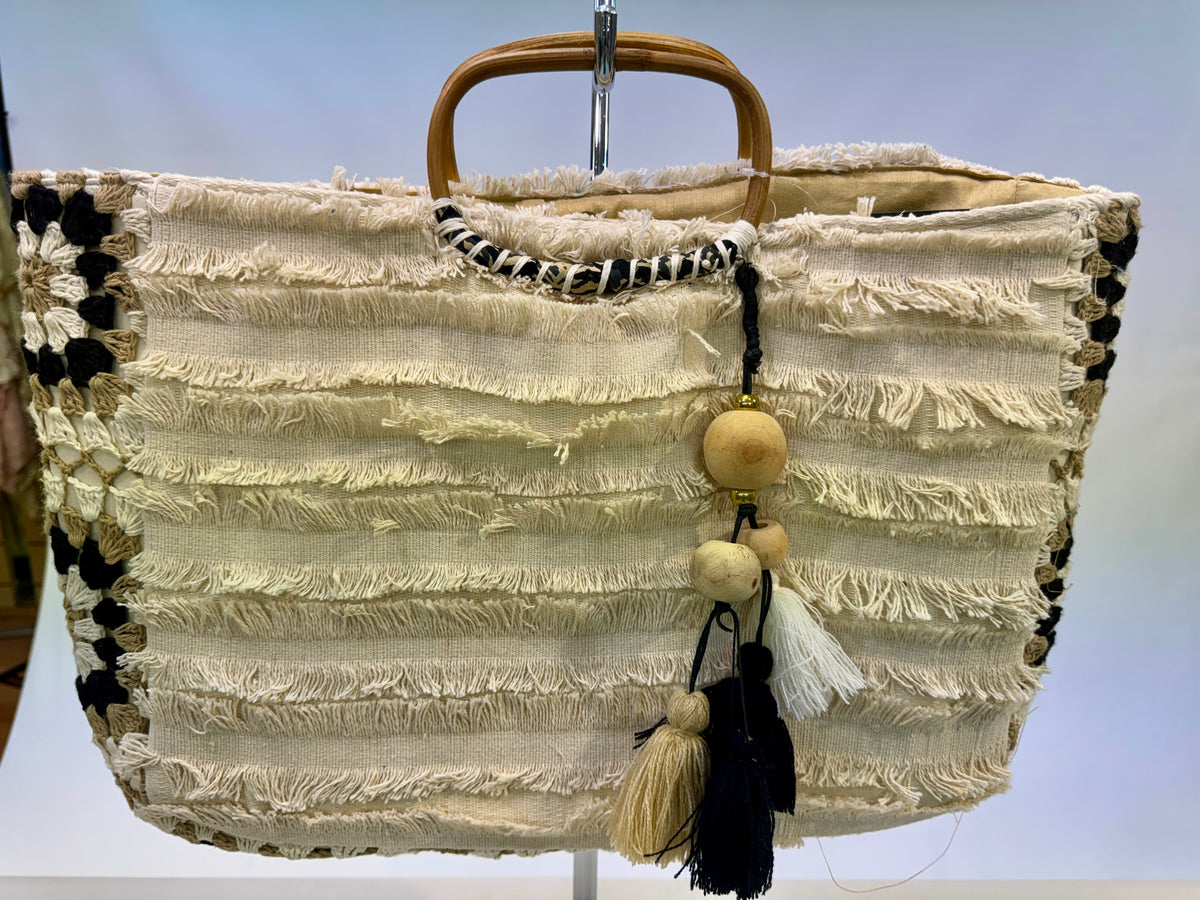 Bamboo Mia Bag Boho Bamboo Handle Beach Bag –