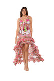 Pink Tropical High-Low Maxi Dress-26442