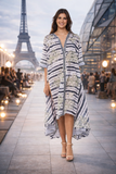 Elegant Abstract High-Low Resort Dress - 26280