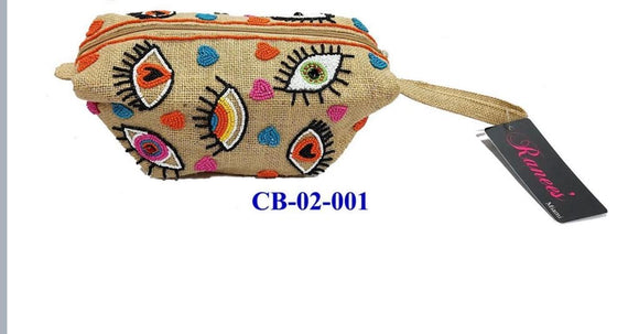 Boho beaded eye clutch