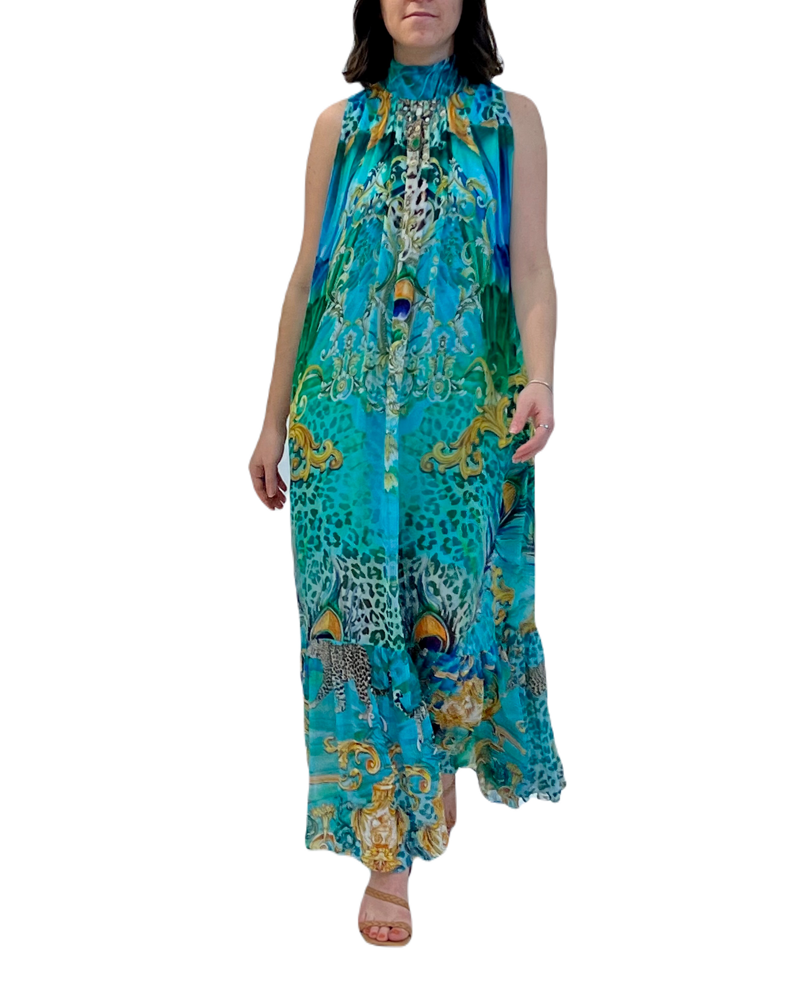 715 Royal Green Peacock Viscose Silk dress long PRINT COLLECTION 2023 ranees.co 715 Royal Green Peacock Viscose Silk dress long PRINT COLLECTION 2023 ranees.co