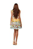 Italian Riviera Floral Fit &amp; Flare Dres- AKC-31820