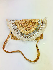 Natural Jute Clutch With Shells and coins