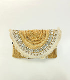 Natural Jute Clutch With Shells and coins