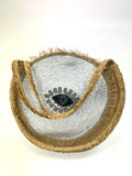 Natural and silver jute bag with eye