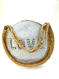 love Natural and silver jute bag