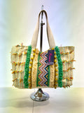 Embellished boho tassel tote