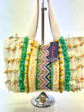 Embellished boho tassel tote