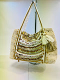 Embellished boho tassel tote