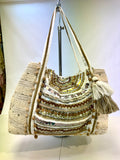 Embellished boho tassel tote