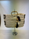 Bamboo handle beach bag