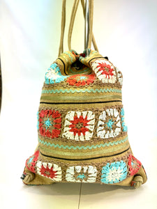 Crochet Jute backpack sac