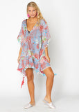 Tropical bird short kaftan dress. pack of 6