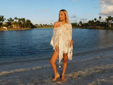 Boho white Chile print short kaftan