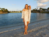 Boho white Chile print short kaftan