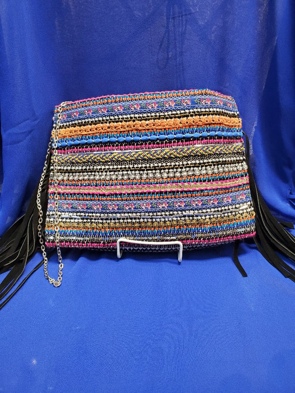 Messenger bag with leather fringe, pack of 2
