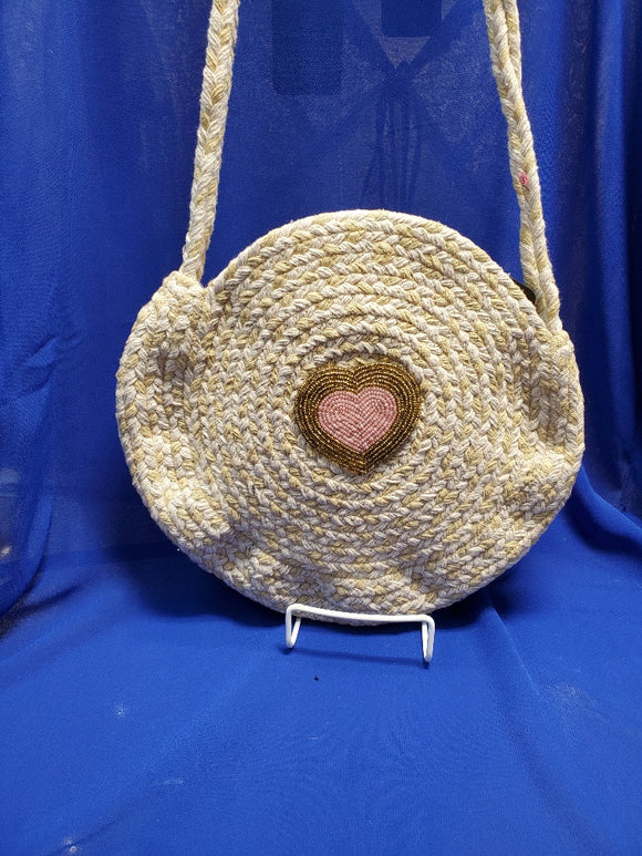 Jute heart messenger bag, pack of 2