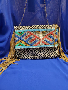 Messenger bag with leather fringes, 2 per pack