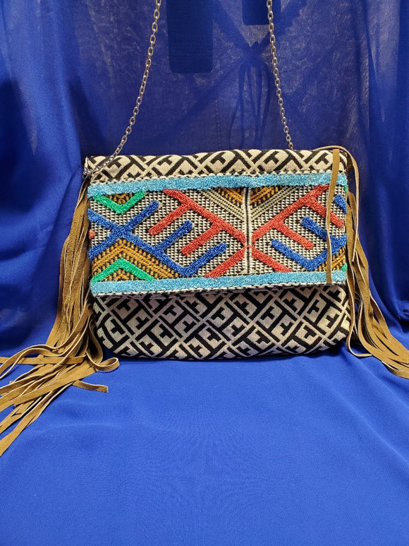 Messenger bag with leather fringes, 2 per pack