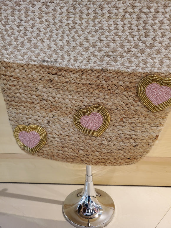 Two tone tote with hearts, pack of 2,
