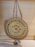 Gold round jute bags, pack of 2, #4191
