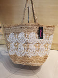 Block printed jute bag, 2 per pack