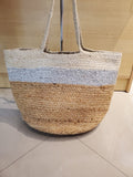Silver stripe , 3 color jute tote, 2 per pack