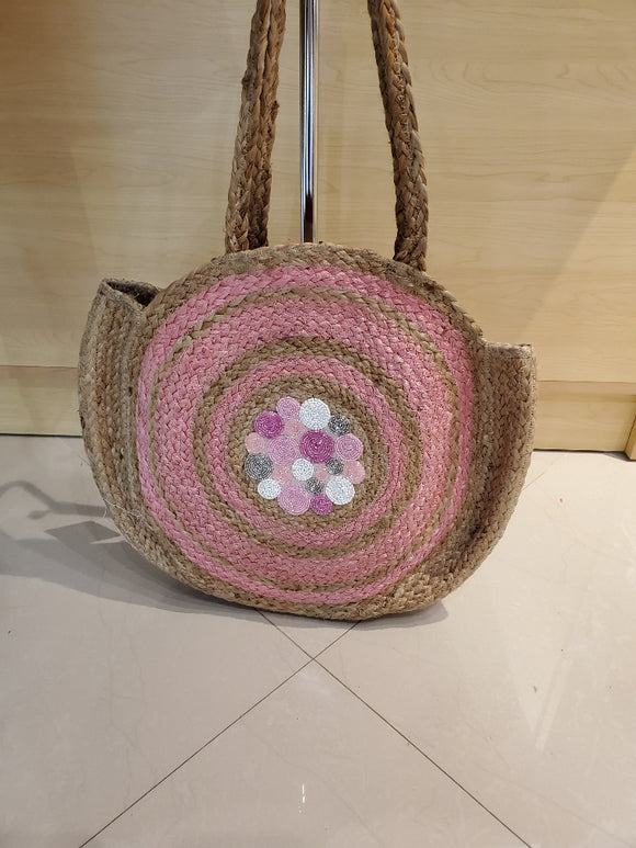 Pink round tote, 2 per pack
