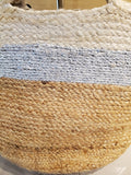 Silver stripe , 3 color jute tote, 2 per pack