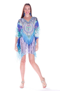 BLUE Printed ponchos / pack of 4