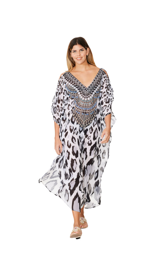 704LK Leopard Long Kaftan