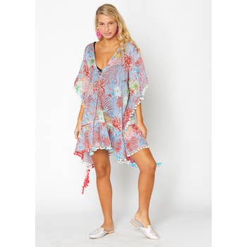 Bird kaftan lavender short kaftan