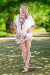 WHITE  BOHO TUNIC TOP. SALE