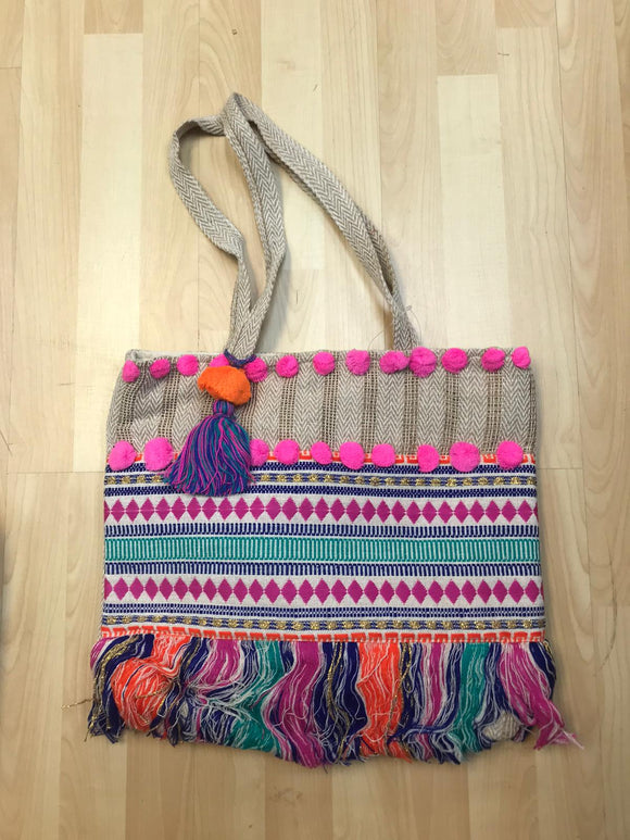 Boho Jute tassel bag, 2 per pack