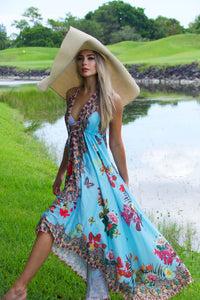 Sky-blue  Hawaii Halter dress. 681