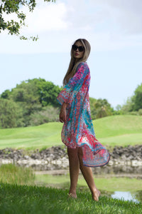 690  PINK AND TURQUOISE DUSTER BACK IN STOCK