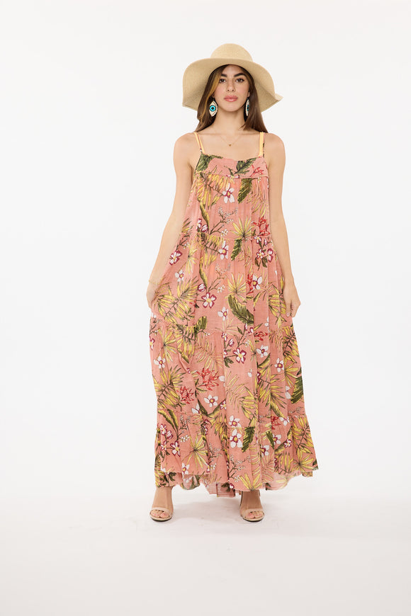 Pink Tropic Long Dress