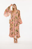 Pink Tropic Long Duster w/ Trumpet Sleeves 90005