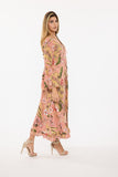 Pink Tropic Long Duster w/ Trumpet Sleeves 90005