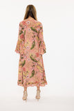 Pink Tropic Long Duster w/ Trumpet Sleeves 90005