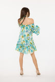 Green Leafy Off Shoulder Tropical Dress