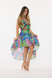 677 Multicolor high low dress