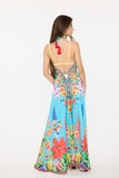 688 Turquoise -blue  Hawaii Halter dress.