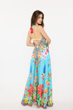 688 Turquoise -blue  Hawaii Halter dress.