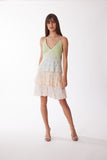 2107 ombre ruffle short dress