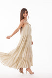 Ivory 2022, gold lurex cotton dress