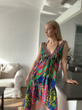 677 Multicolor high low dress