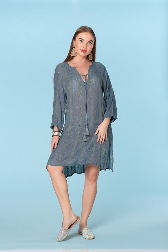 20937 Navy blue lurex tunic