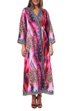 087 Fuchsia Animal Print Kimono