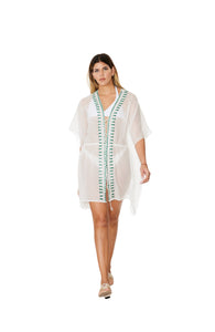 8006 W  White and Emerald Embellished Kimono 2023 embellished collection